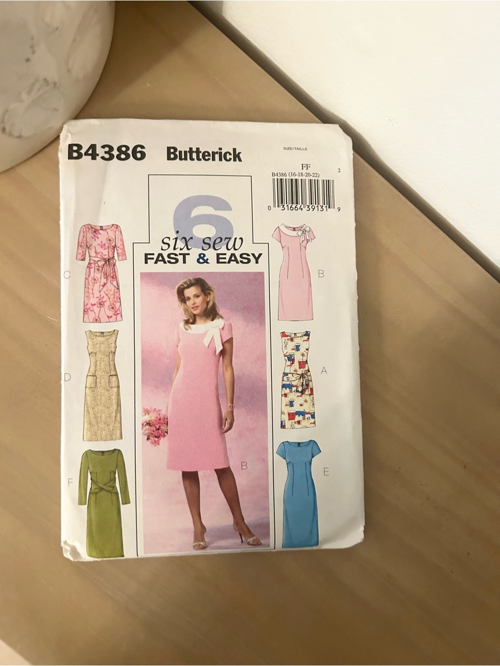 Vintage Butterick B4386 Misses Petite Dress Sewing Pattern FF 16-22